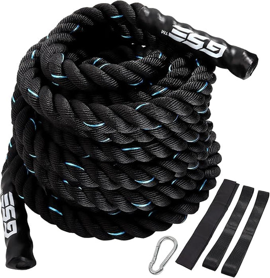 GSE Games & Sports Expert Gym Battle Rope, Heavy-Duty Workout Ropes for Indoor & Outdoor Workout