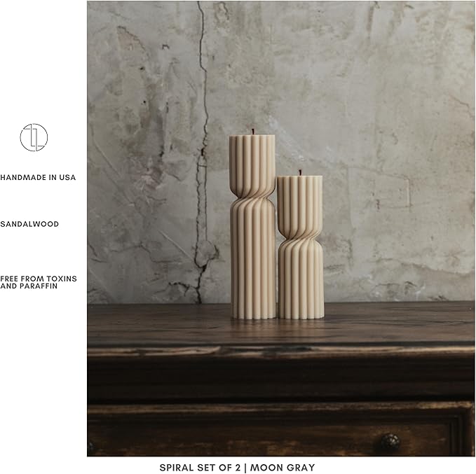 LAWA Spiral Spire Candle - Large Beautiful Handmade Pillar Scented Soy Wax Elegant Bubble Aesthetic