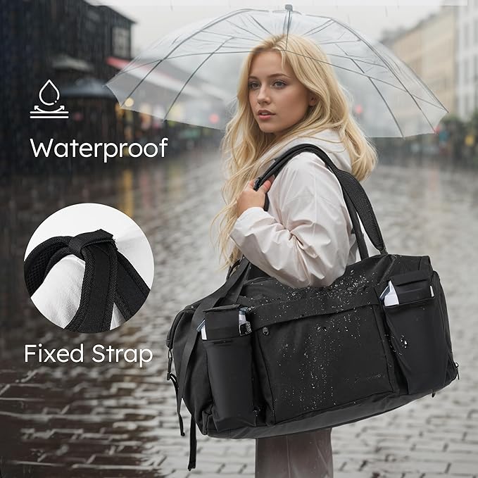 Gym Bag for Men with 2 Upgraded Bottle Holders Convertible Duffle Bag and Gym Backpack Waterproof