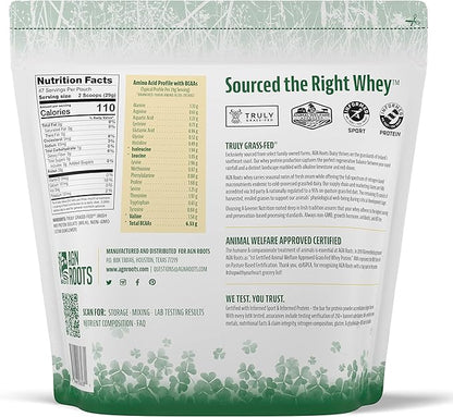 Grass Fed Whey Protein Powder Isolate - Unflavored - Unsweetened - Certified Entire Life On Pasture