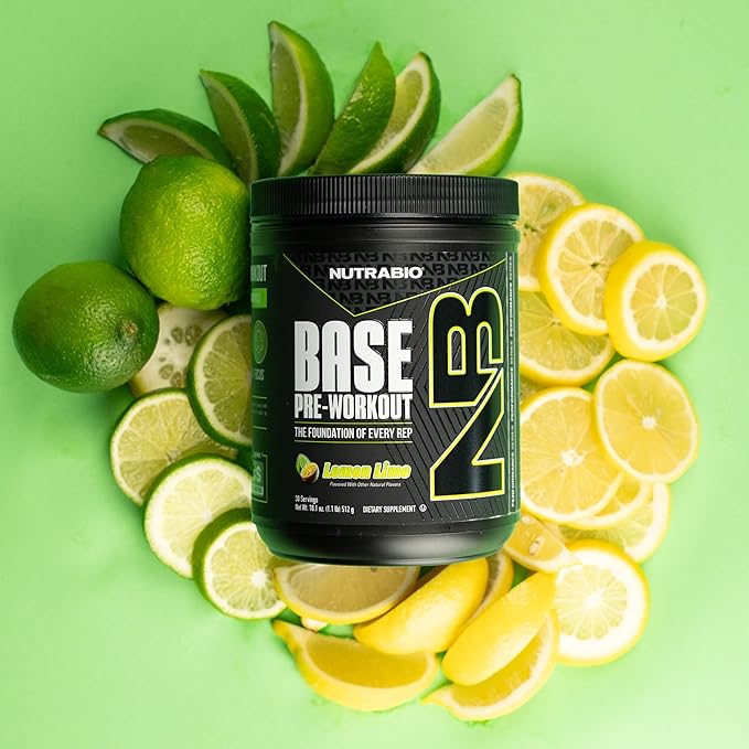 NutraBio Base Pre-Workout Powder 200mg Caffeine, Sustained Energy, Focus, Endurance, Pump, Sugar