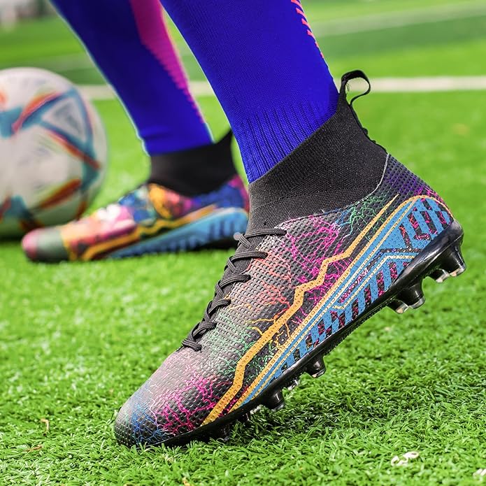 Soccer Cleats Mens Football Cleats Professional Soccer Shoes High-Tops Non-Slip Spikes for Big Boys