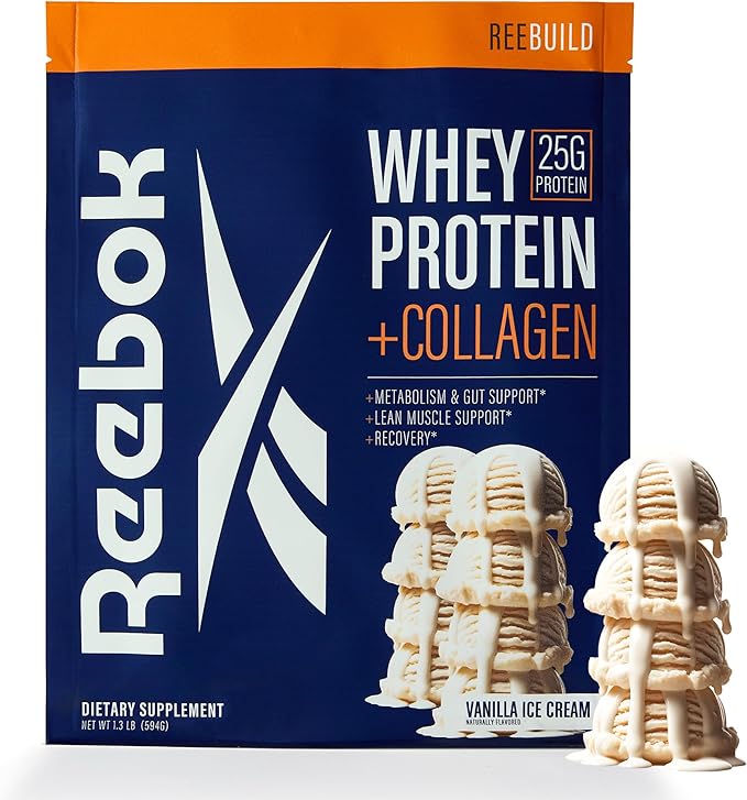 Reebok Whey Protein Powder + Collagen Peptides | 25g Protein with 9 Essential Amino Acids | Muscle