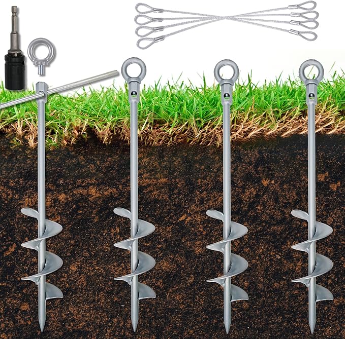 18 inch Ground Anchor Heavy Duty Earth Anchors Set Screw in for Mobile Home, Swing, Tent Trampoline