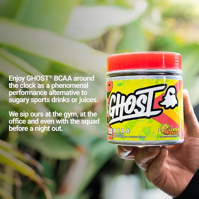 GHOST BCAA Powder Amino Acids Supplement, Lemon Crush - 30 Servings - Sugar-Free Intra, Post & Pre