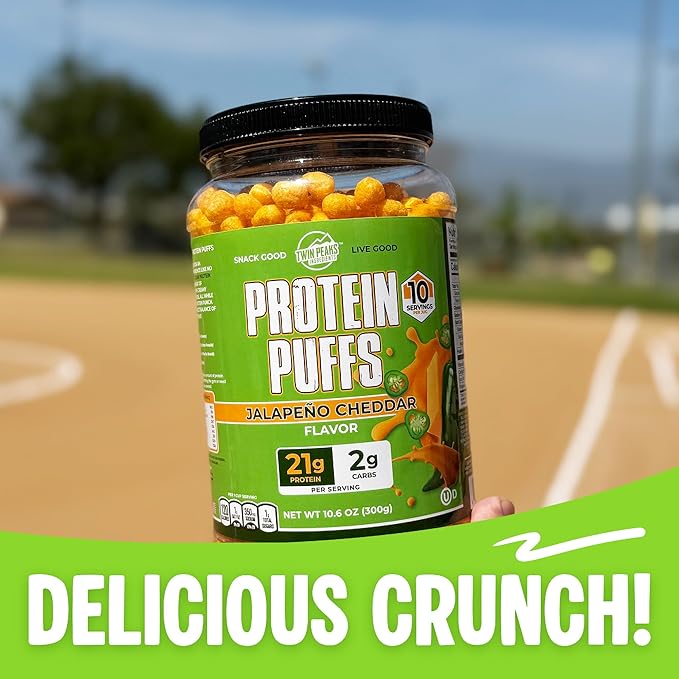 Twin Peaks Protein Puffs - (Jalapeno Cheddar), Keto Friendly, Low Carb Snack (300g, 21g Protein, 2g