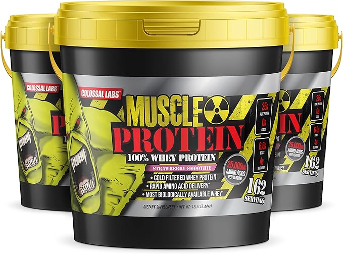 Muscle Protein Whey Powder [12 lbs/Pack of 1]??Cold Filtered, 25g Pure Protein, 6.6g BCAAs