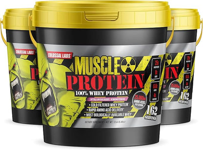 Muscle Protein Whey Powder [12 lbs/Pack of 1]??Cold Filtered, 25g Pure Protein, 6.6g BCAAs
