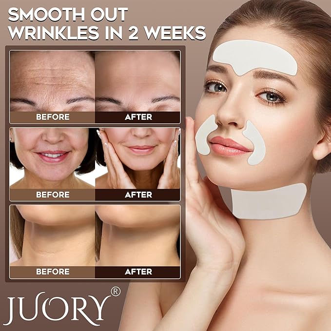 Forehead Smile Line and Neck Herbal Wrinkle Patches with Centella Asiatica, Aloe, Hyaluronic Acid