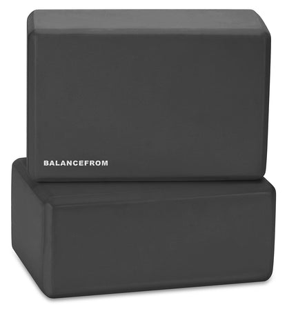 Fitvids Set of 2 High Density Yoga Blocks, 9"x6"x4" Each, Pair (Black)
