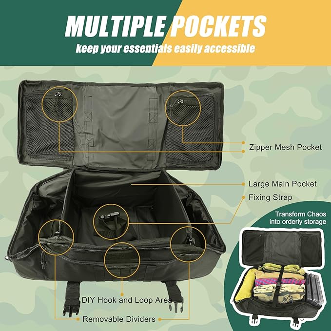 65L Large Travel Duffle Bag Military Tactical Backpack, Army Assault Pack 3 Day Bug Out Rucksack