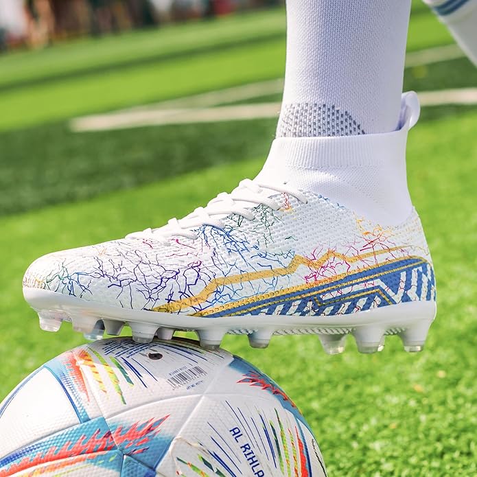 Soccer Cleats Mens Football Cleats Professional Soccer Shoes High-Tops Non-Slip Spikes for Big Boys