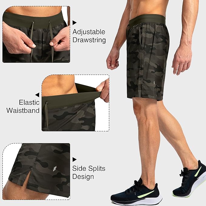Men's Running Shorts with Zipper Pockets 9 Inch/ 7 Inch / 5 Inch Lightweight Quick Dry Gym Workout