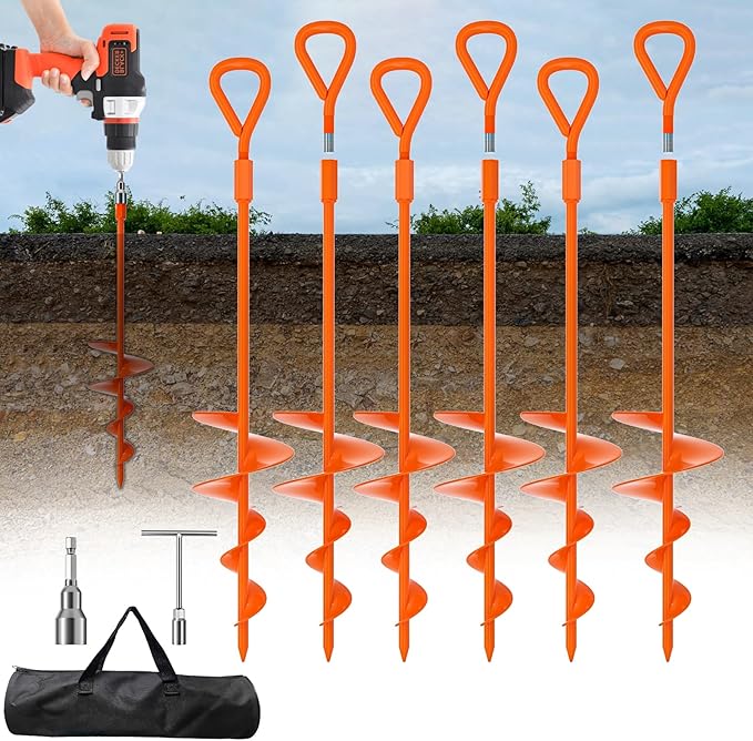 Phopich 18''/30" Long Ground Anchor, Heavy Duty Earth Anchors Ground Anchors Screw in Kit with