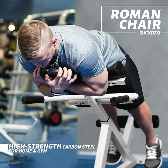 Roman Chair Back Extender - Angle & Height Dual Adjustable Hyperextension Bench for Home Gym