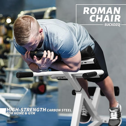 Roman Chair Back Extender - Angle & Height Dual Adjustable Hyperextension Bench for Home Gym