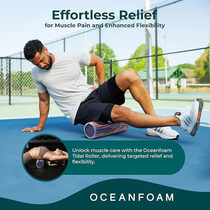 Oceanfoam Tidal Roller - Red, Dark Navy & Natural Marbled - Muscle Massage Foam Roller for Back