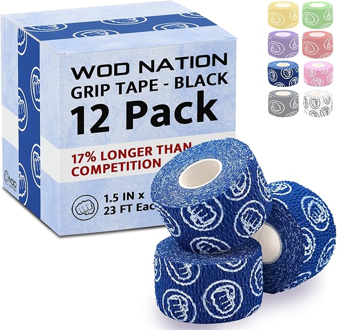 WOD Nation Flexible Hook-Grip Athletic Tape – Easy-Tear, Sweat-Proof Thumb & Finger Strips for