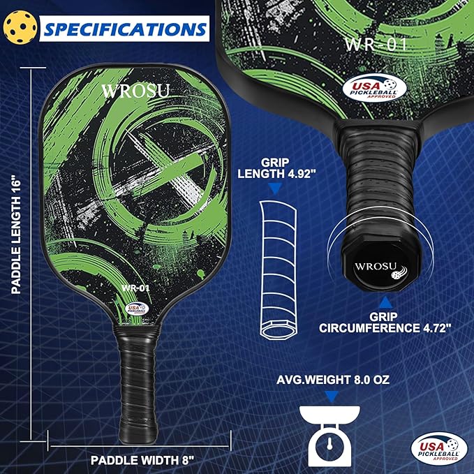 Carbon Fiber Pickleball Paddles Set of 4 or 2 Rackets,USAPA Approved Carbon Fiber Surface Pickle