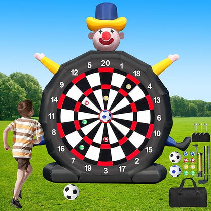 14ft Giant Inflatable Soccer Dart Board with 8 Golf Balls & 2 Soccer Balls Kickball Dartboard