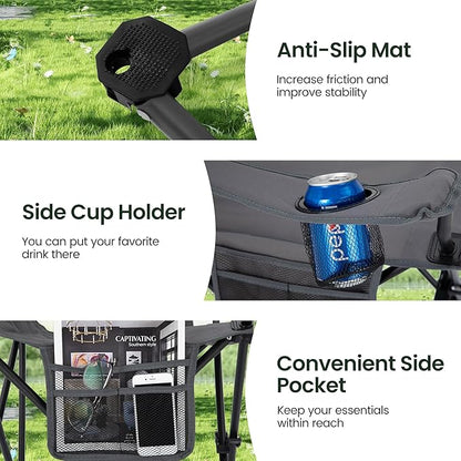 HIGH POINT SPORTS 2 Pack Portable Camping Chair for Adults, Folding Outdoor Camp Chair Lightweight