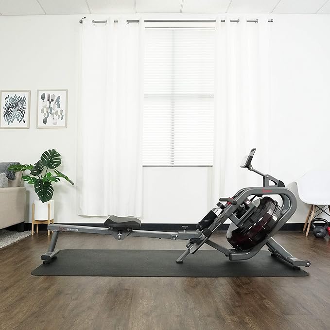 Sunny Health & Fitness Elite Water Rowing Machine with High Dynamic Resistance Vertical Tank