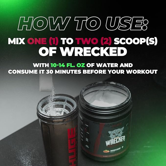 Wrecked Pre Workout, Advanced Formula, Boosts Energy, Focus, Pumps & Performance, 10g L-Citrulline