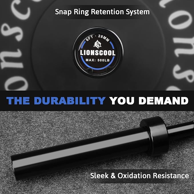 LIONSCOOL Premium 4ft/4.9ft/6ft Barbell for Strength Training and Olympic Weightlifting, 2 Inch Bar
