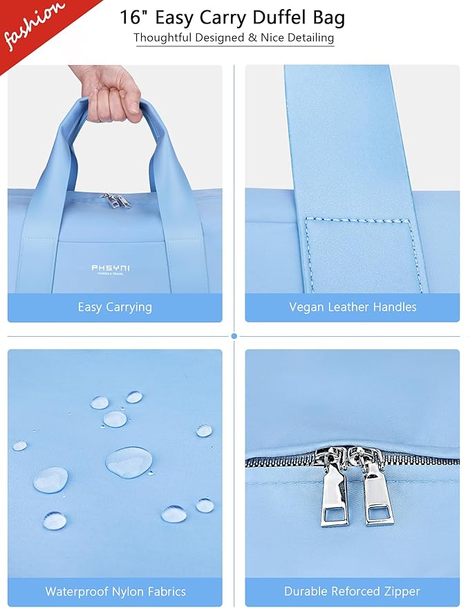 Compact Sports Gym Bag for Women, Cute Mini Duffle Bag with Wet Pocket & Shoes Compartment