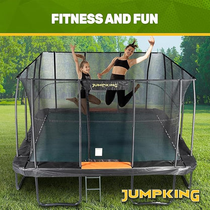 JumpKing Rectangle Trampoline Outdoor with Enclosure, Ladder, and Net, Large Recreational