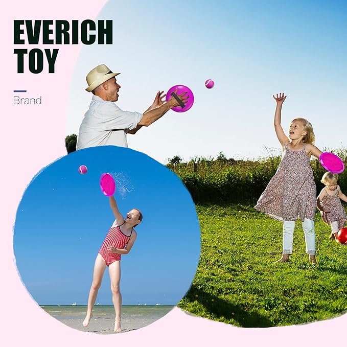 EVERICH Upgraded Toss and Catch Ball Game Set - Indoor and Outdoor Games for Kids 3-12, Beach Sand