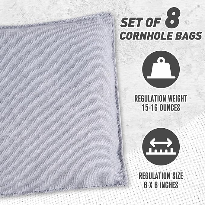 Cornhole Bags Set of 8 Regulation Corn Hole Bean Bags for Cornhole Game, Professional Weather