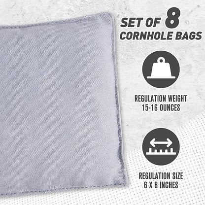 Cornhole Bags Set of 8 Regulation Corn Hole Bean Bags for Cornhole Game, Professional Weather