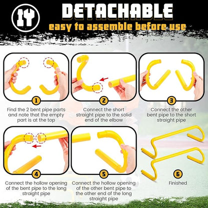 Wettarn 10 Pcs Speed Agility Training Hurdles Detachable Durable Hurdle Agility Plyometric and All