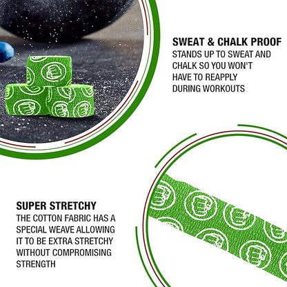 WOD Nation Flexible Hook-Grip Athletic Tape – Easy-Tear, Sweat-Proof Thumb & Finger Strips for