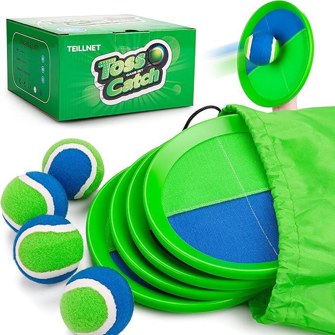 Toss and Catch Ball Set Upgraded - Kids Toys Outdoor Games for Whole Family - Water-Resistant Great