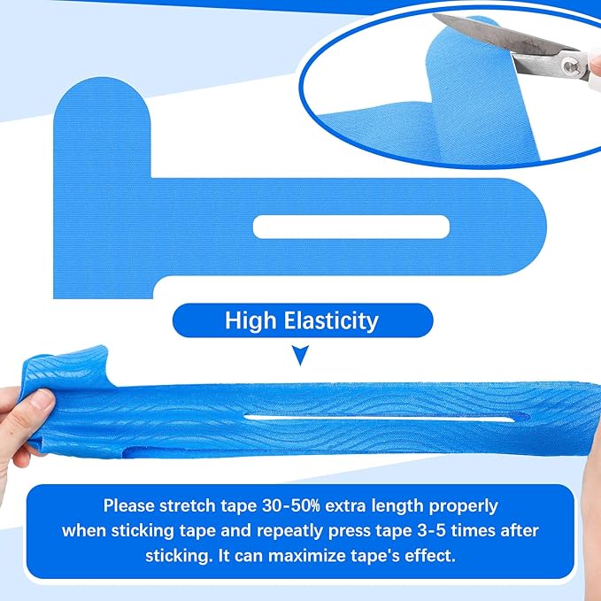 50 Pcs Precut Kinesiology Tape for Knees Pain Relief Elastic Waterproof Athletic Knee Tape for