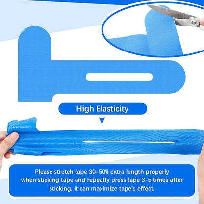 50 Pcs Precut Kinesiology Tape for Knees Pain Relief Elastic Waterproof Athletic Knee Tape for