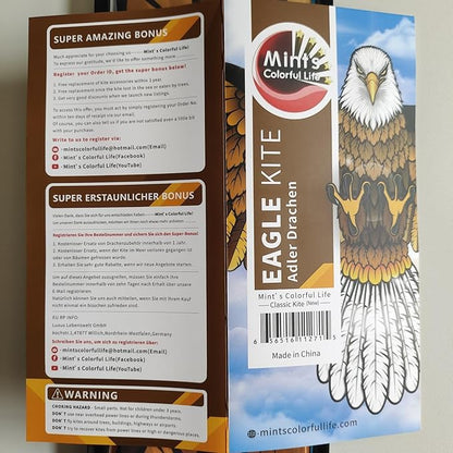 Bald Eagle Kite for Adults and Kids, Huge Kites Easy to Fly Single Line Kite for Beach Trip