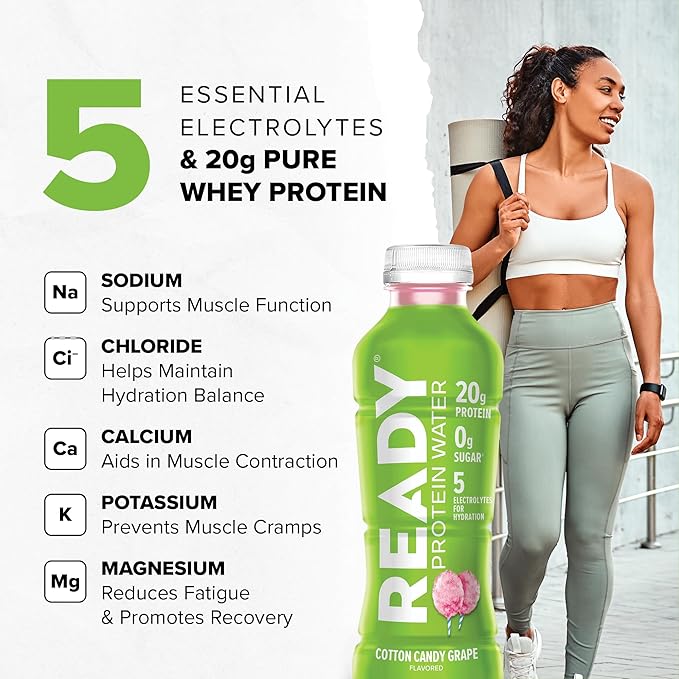 Ready® Protein Water ??20g Whey Protein Isolate, Zero Sugar, Low-Calorie Sports Drink for Hydration
