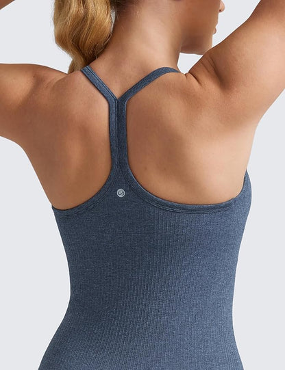CRZ YOGA Seamless Workout Tank Tops for Women Racerback Athletic Camisole Sports Shirts with Built