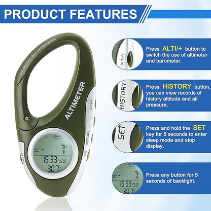 Digital Altimeter Portable Compass with Weather Forecast Multi Function Altimeter Barometer for