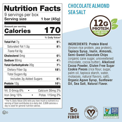 Lenny & Larry's Cookie-fied Protein Bar ??Chocolate Almond Sea Salt Vegan Protein Bars 9x45g