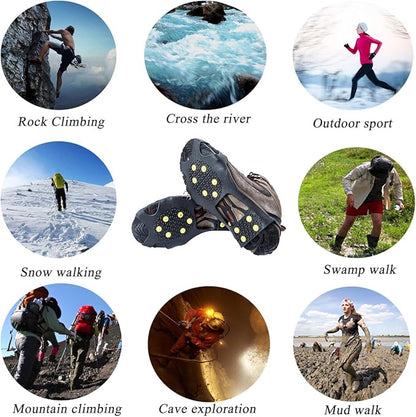 Ice Cleats for Shoes and Boots, Ice Snow Traction Cleats Grippers, Non Slip Shoe Ice Grippers,10