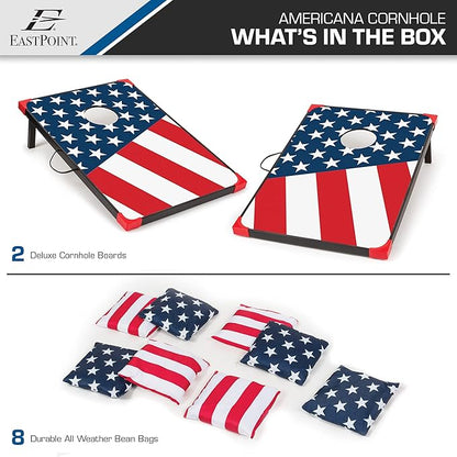 EastPoint Sports Cornhole Game Set Bean Bag Toss MDF - 2' W x 3' L - Built-In Storage, Convenient