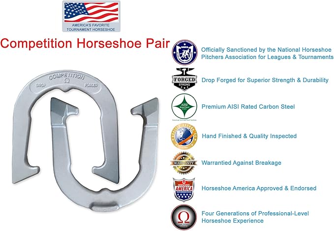 Competition Tournament Pitching Horseshoes - NHPA Sanctioned for Tournament & League Play - Drop