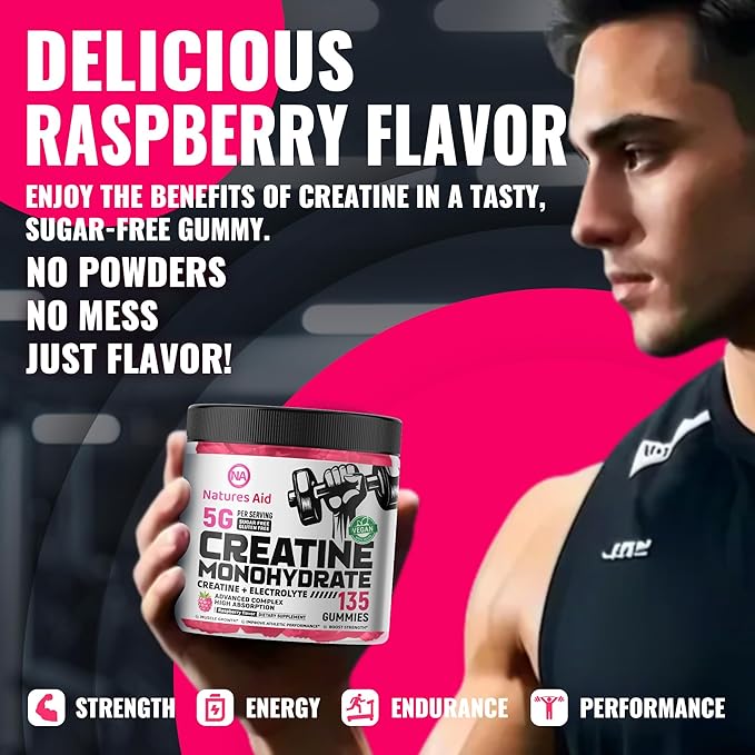 Creatine Monohydrate Gummies (5g) – Pre-Workout Energy & Muscle Growth Support for Men & Women |