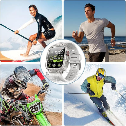 Dsytom Waterproof Case with Band Compatible for Apple Watch Band 45mm 44mm 41mm 40mm for Men