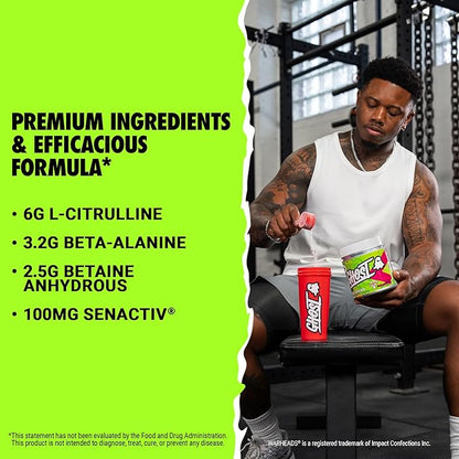 GHOST Legend Pre-Workout Powder, Warheads Sour Watermelon - 30 Servings ??Pre-Workout for Men &