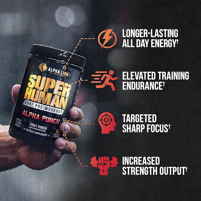 ALPHA LION Core Pre Workout Powder with Creatine for Performance, Beta Alanine for Muscle